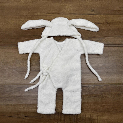 Newborn Baby Bunny Costume Set Plush Romper Soft