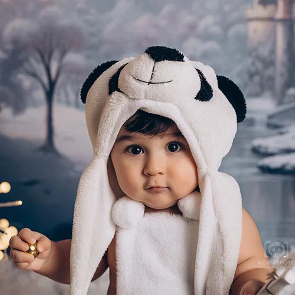 Panda Plush Hat Cute Animal Baby Photo Accessory Newborn Costume 0-12