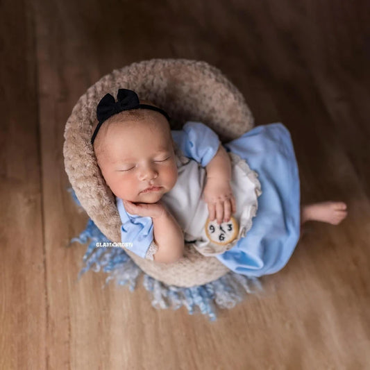 Blue 'Alice' Lace Romper Newborn Photography Outfit | KOOUOO