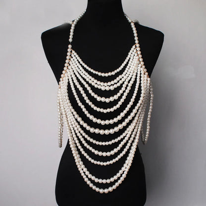 Maternity Pearl Shoulder Chaini Mitation Statement Collar Necklaces Gown