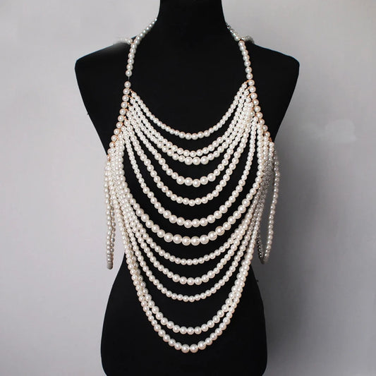 Maternity Pearl Shoulder Chaini Mitation Statement Collar Necklaces Gown