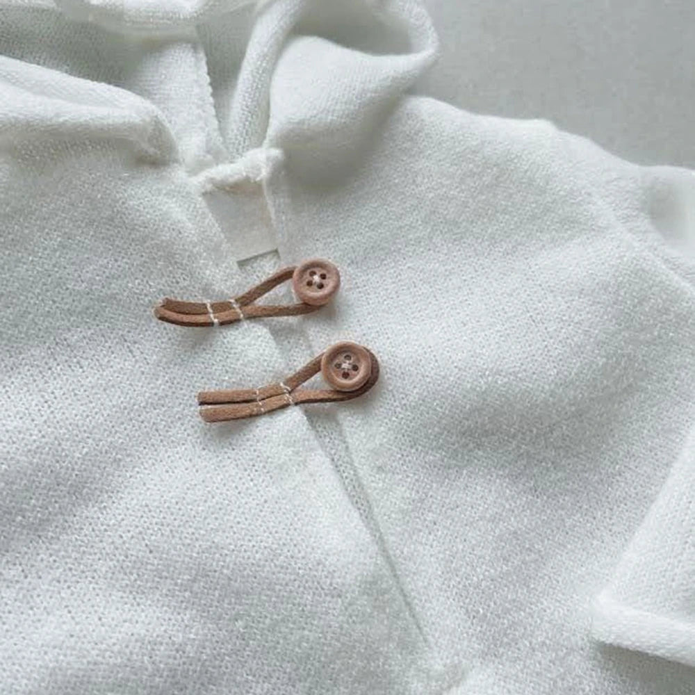 White Knitted Hooded Baby Romper Newborn Costume