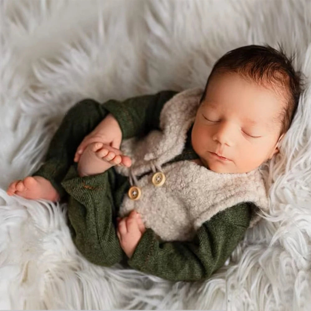 Plush Fleece Vest Newborn Baby Photo 100 Days Soft Knit Sleeveless Newborn Set