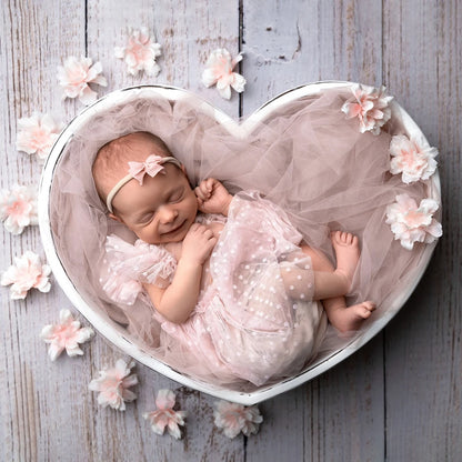 Baby Girl Pink Polka Dot Tulle Tutu Dress Ruffle Collar Newborn Set