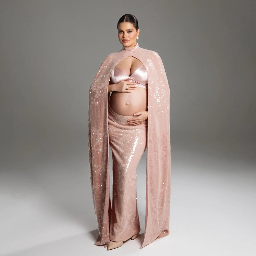 Elegant Maternity Photoshoot Dress Boho Pregnancy Gown for Photography Studio Backless Sleeveless Pregnant Woman Apparel