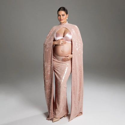 Boho Maternity Dress | Elegant Maternity Photoshoot Dress Boho Pregnancy Gown for Photography Studio Backless Sleeveless Pregnant Woman Apparel Photography Gown