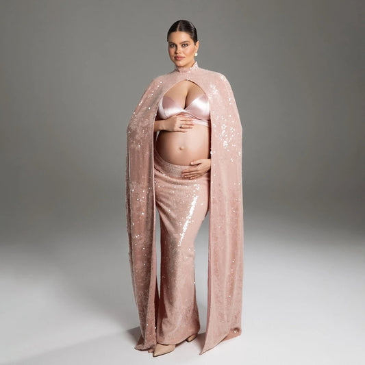 Elegant Maternity Photoshoot Dress Boho Pregnancy Gown for Photography Studio Backless Sleeveless Pregnant Woman Apparel