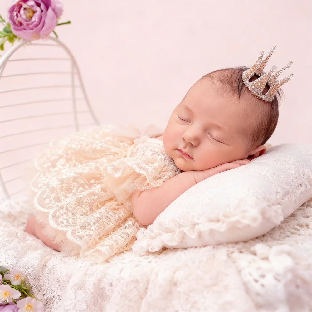 Newborn Baby Girl Lace Tutu Romper Photography Outfit Princess Bodysuit Infant Photo Shoot Baby Costume Newborn Lace Dress