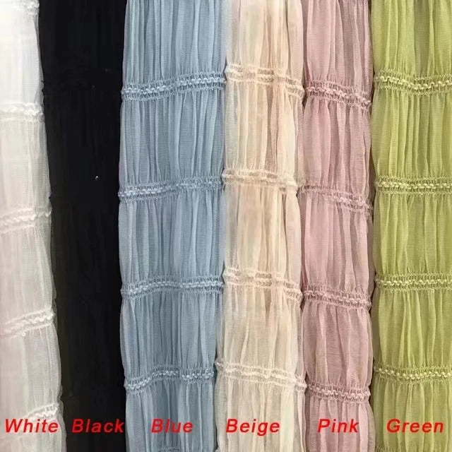 Maternity Pleated Chiffon Tulle Ruffles Dress Boho Style