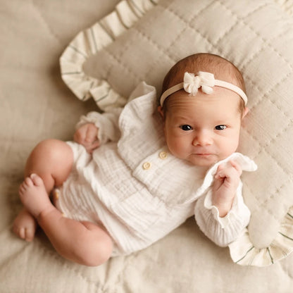 Baby Girl Double Layer Lace Romper Vintage Muslin Cotton