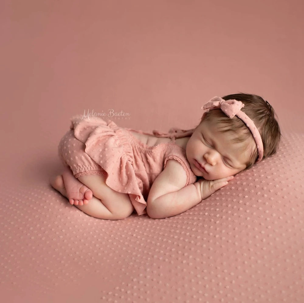 Baby Girl Ruffle Open Back Romper Bow Headband