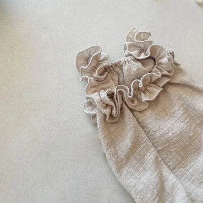 Newborn Ruffle Romper Khaki Linen Baby Soft