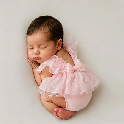 Baby Pink Tulle Ruffle Romper Onesie Princess