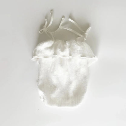 White Linen Ruffle Baby Romper Sleeveless Newborn Costume