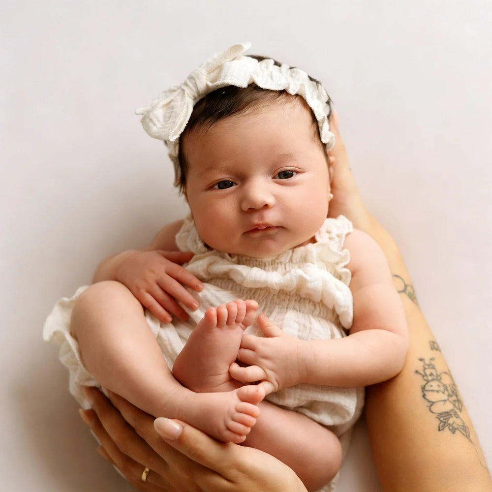 Newborn Photography Props Baby Costume White Muslin Romper Newborn Baby Photo Shoot Outfit Infant Girl Studio Props Soft Cotton