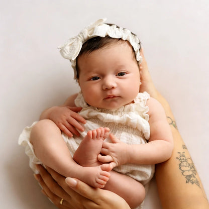 Newborn Knit Romper | Baby Costume White Muslin Romper Newborn Baby Photo Shoot Outfit Infant Girl Studio Props Soft Cotton Photo Outfit