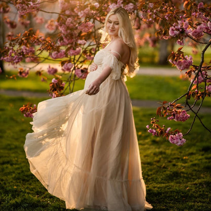 Maternity Elegant Two Piece Sling Chiffon Set Gown