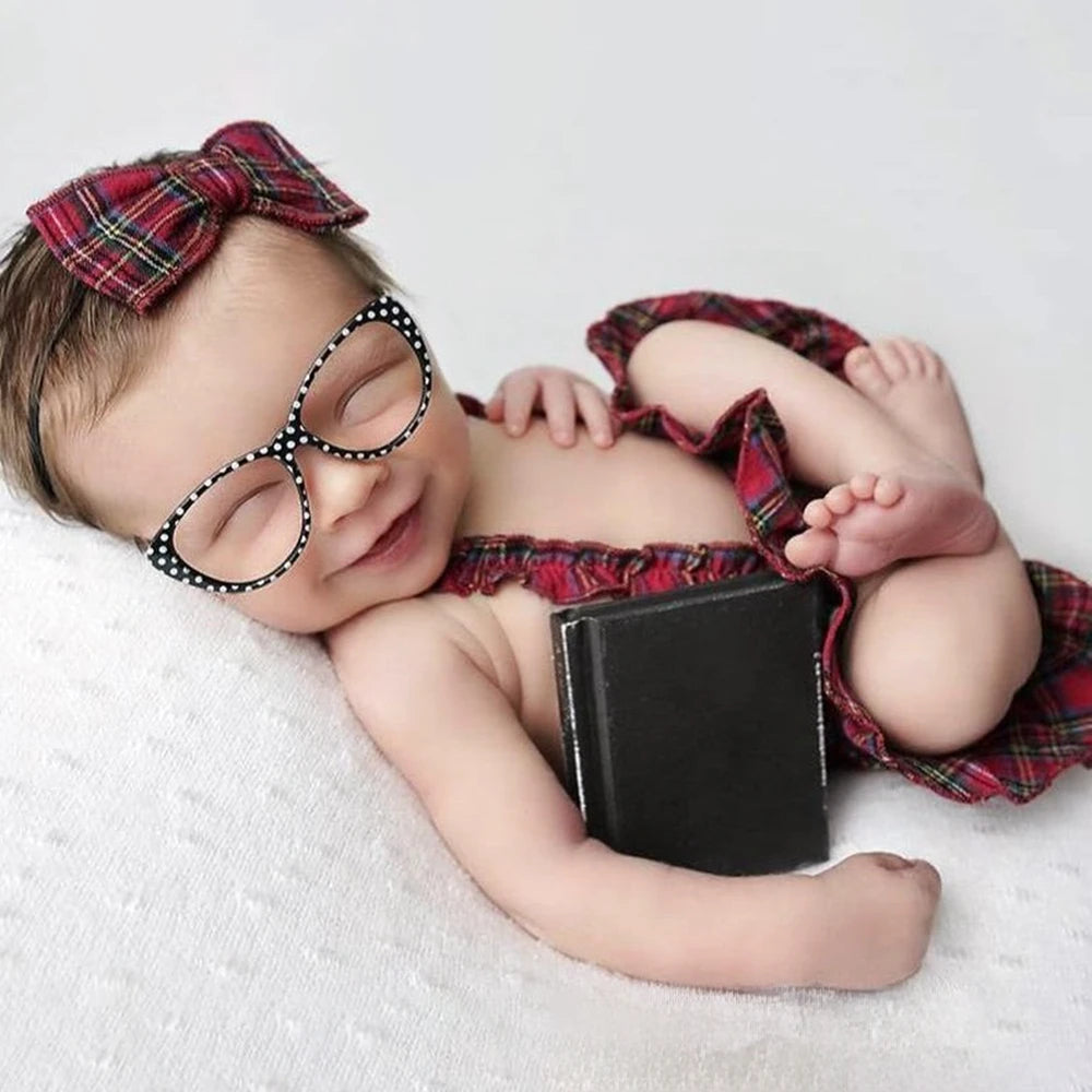 Newborn Baby Plaid Romper Red Tartan Ruffle Bodysuit Costume School Theme