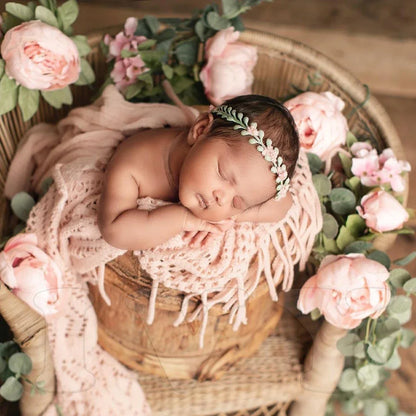 Newborn Wrap Soft Knitted Fringe Blanket Neonate Photo Flokati Posing Shoot Studio Accessory