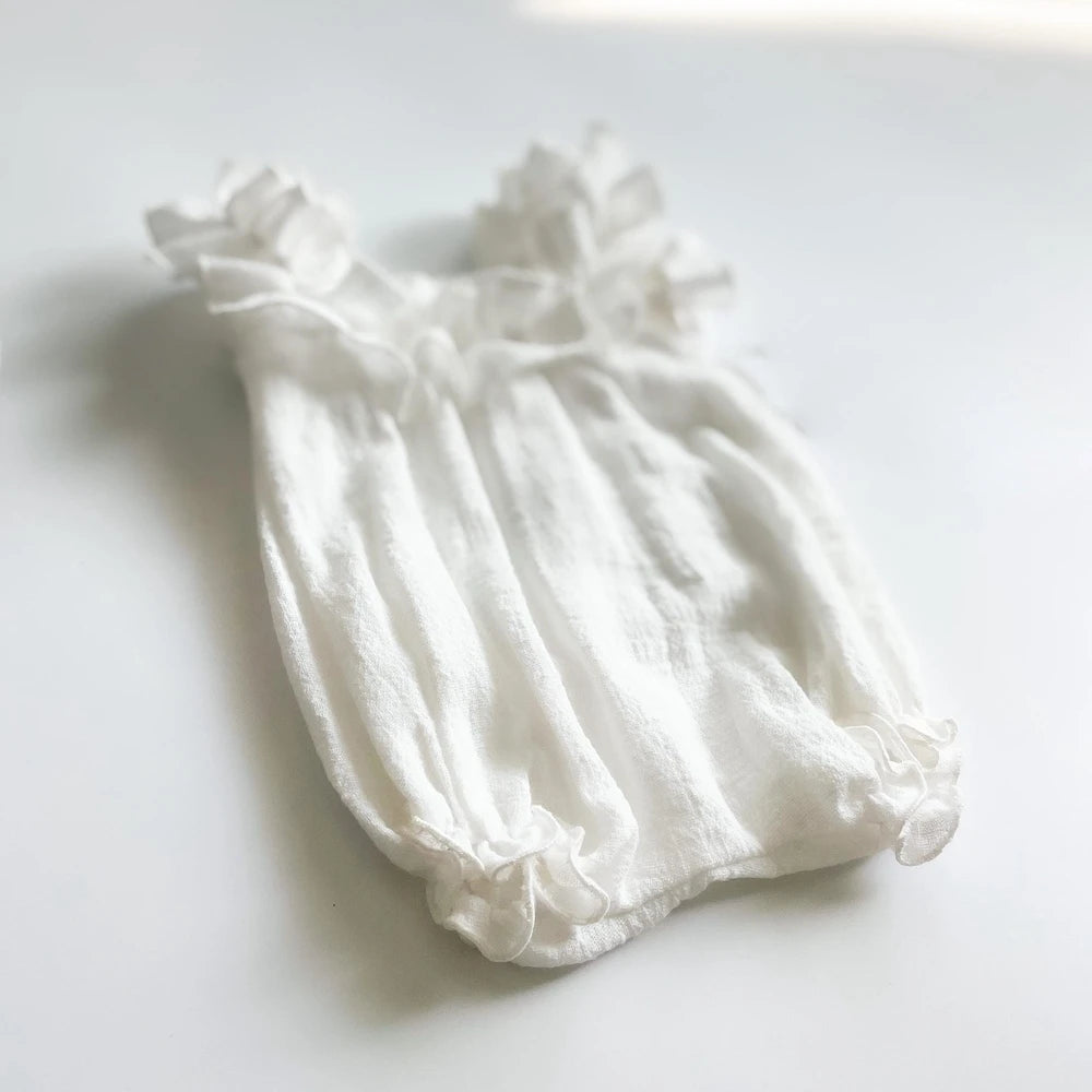 Newborn Set White Ruffle Romper Headband Baby