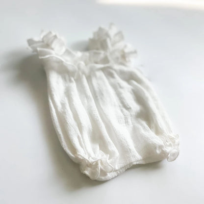 Newborn Set White Ruffle Romper Headband Baby