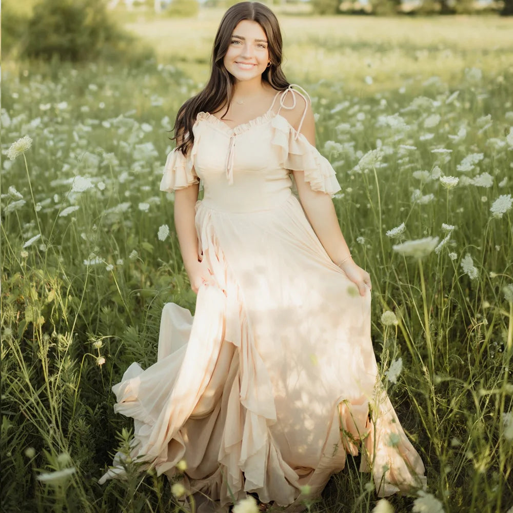 Maternity Dresses For Photo Shoot Pregnancy Photoshoot Outfit Ruffle Strap Tulle Dress Pregnant Women Maxi Dress Customizable