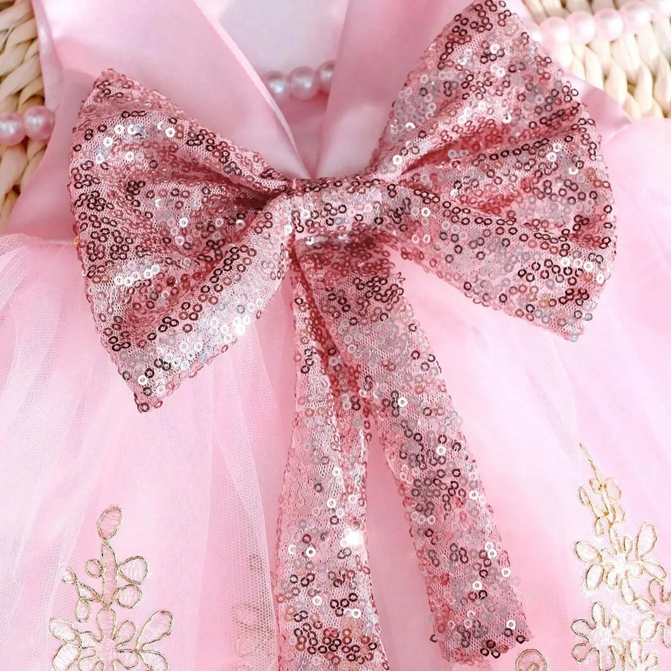 2pcs Pink Baby Girl Princess Lace Mesh Dress Bowknot Skirt Shower Newborn Set