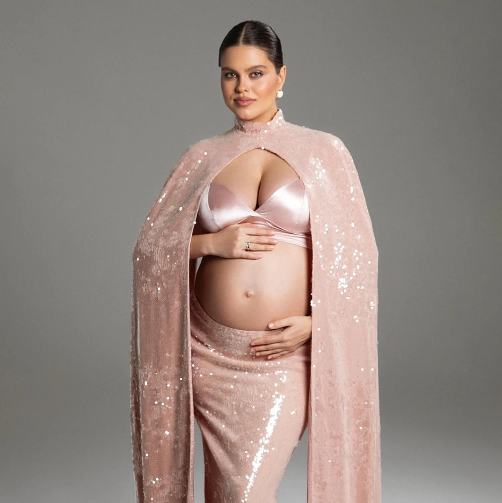 Elegant Maternity Photoshoot Dress Boho Pregnancy Gown for Photography Studio Backless Sleeveless Pregnant Woman Apparel