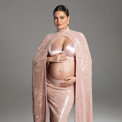 Boho Maternity Dress | Elegant Maternity Photoshoot Dress Boho Pregnancy Gown for Photography Studio Backless Sleeveless Pregnant Woman Apparel Photography Gown