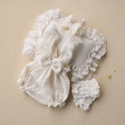 Boho Newborn Photo Ruffle Baby Lace Trim Romper Picture Session Clothing Suits