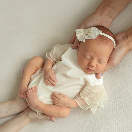 Baby Girl Cream Lace Ruffle Romper Princess Tutu