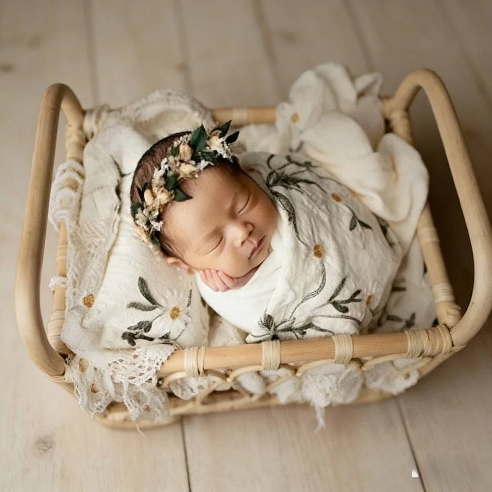 Daisy Floral Muslin Swaddle Blanket Baby Wrap Studio