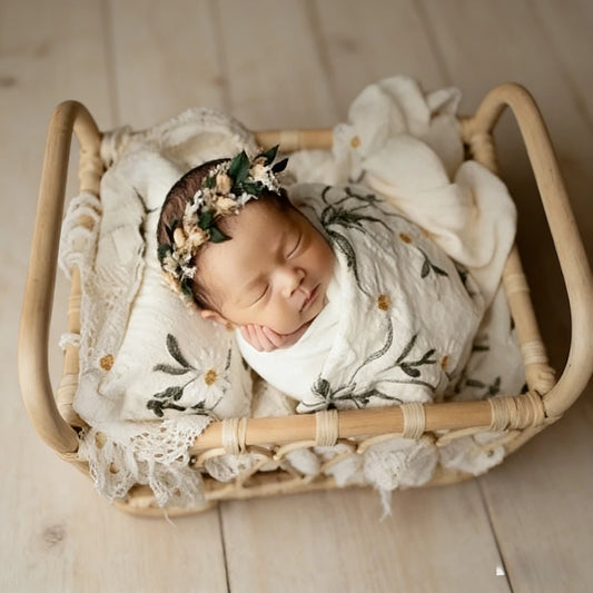 Daisy Floral Muslin Swaddle Blanket Baby Wrap Studio