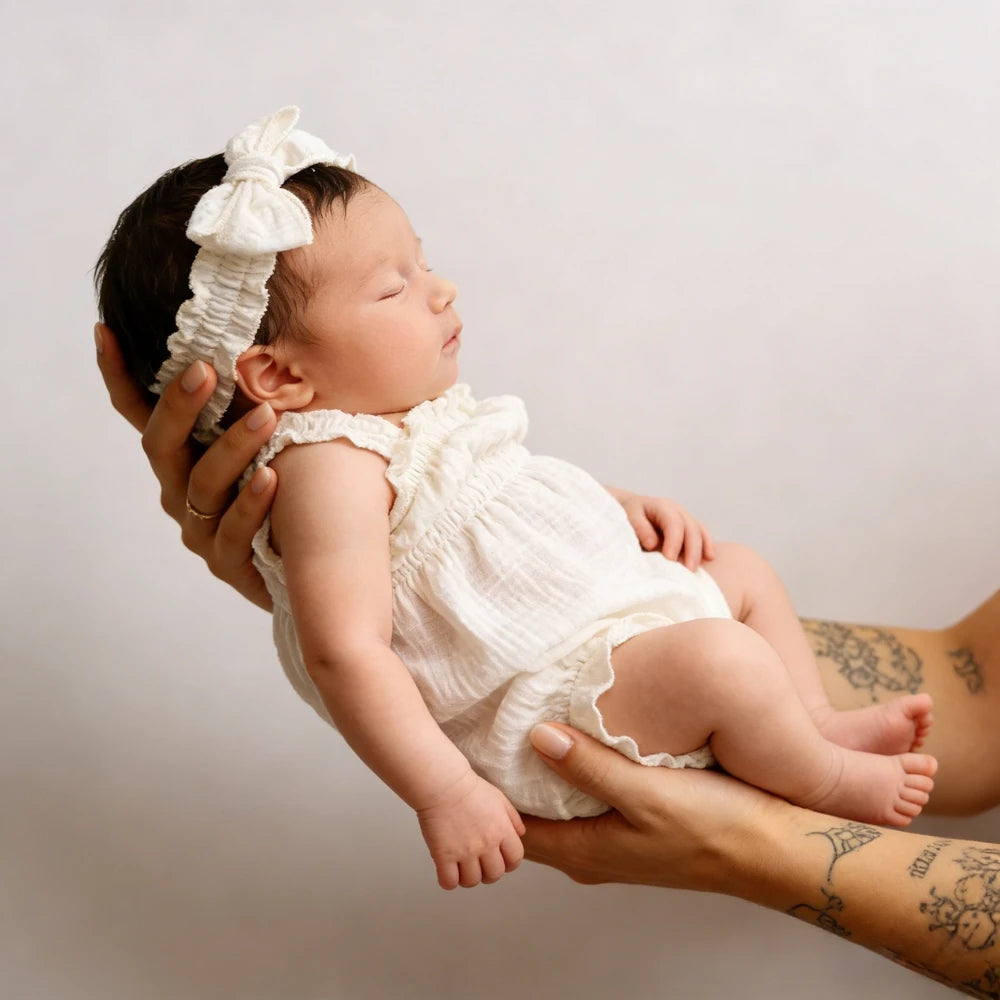Newborn Photography Props Baby Costume White Muslin Romper Newborn Baby Photo Shoot Outfit Infant Girl Studio Props Soft Cotton