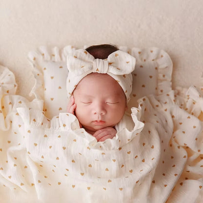Set Soft Pastel Baby Heart Pattern Gentle Newborn Studio