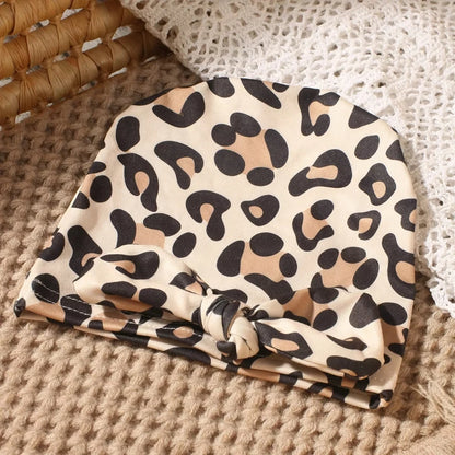 Newborn Baby Girl Romper Set Leopard Print Ribbed Cotton Headband Hi Im New Here