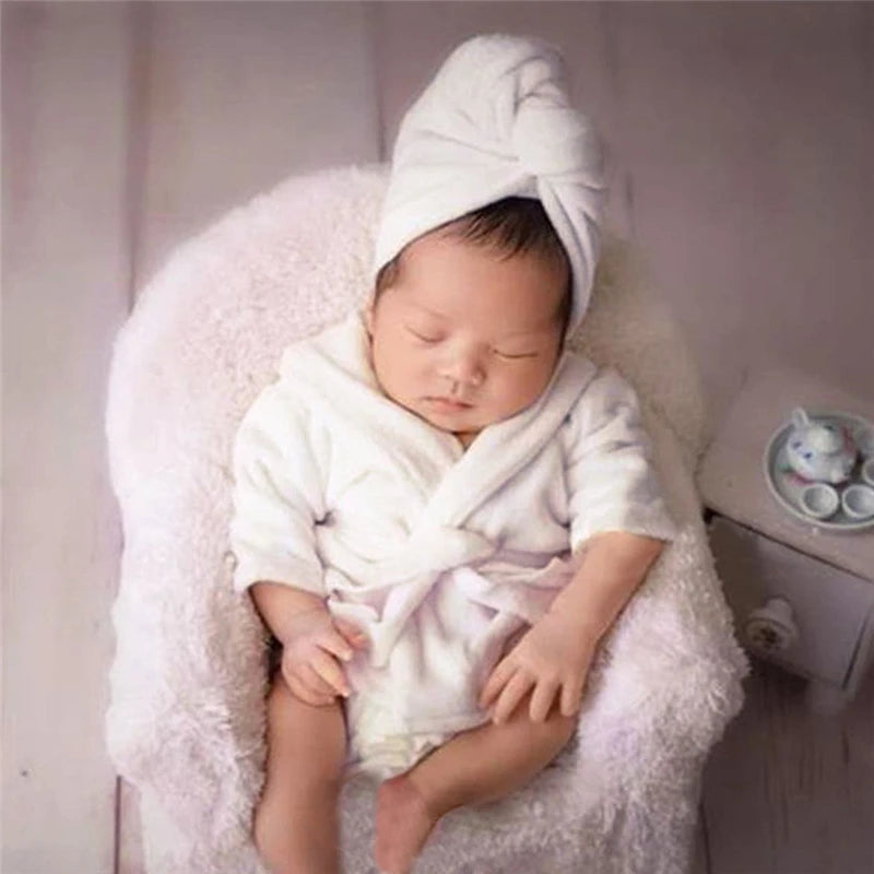 Newborn Baby Photography Props Scarf Bathrobes 2pcs Set Leopard Costume Shooting Photo Prop Shower Gift Accessories