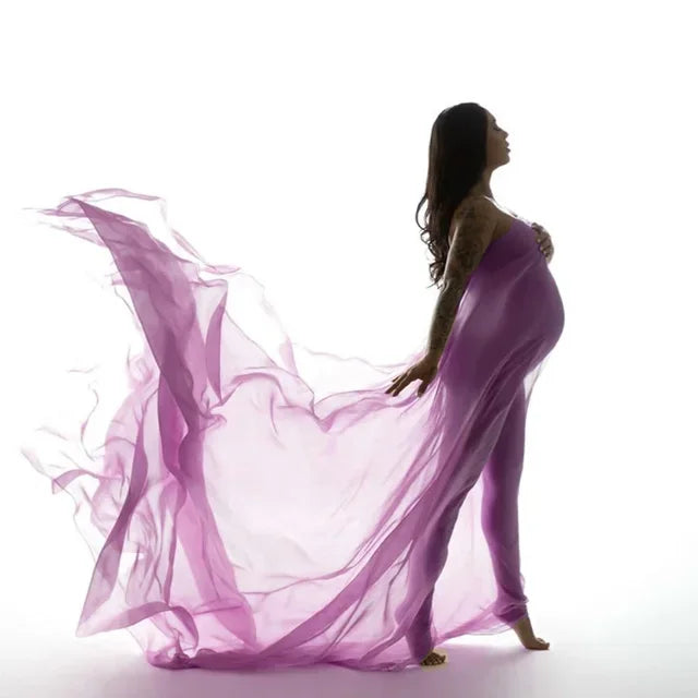 Soft Chiffon Fabric Maternity Photography Props Dress Studio Shooting Accessories Transparent Tulle Simple Modeling Fabric