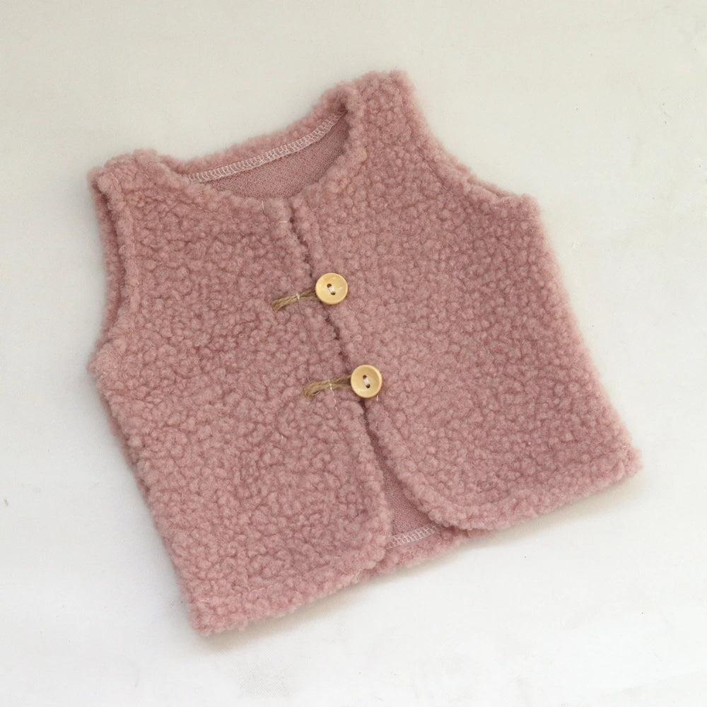 Plush Fleece Vest Newborn Baby Photo 100 Days Soft Knit Sleeveless Newborn Set