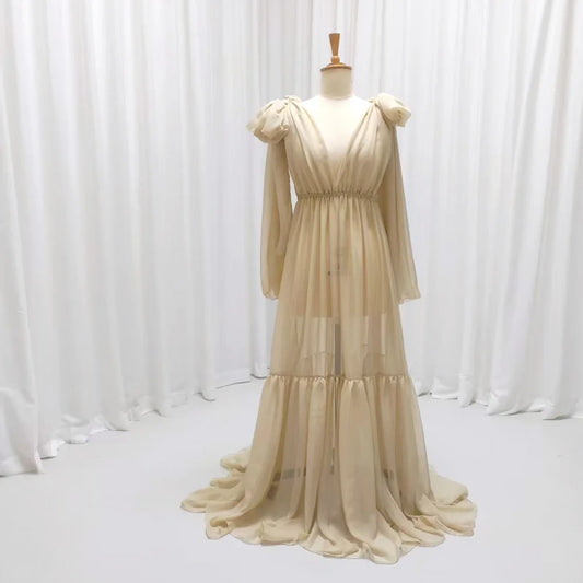 Sexy Transparent Dress For Photo Shoot Pregnant Maternity Photography Props Dress Elegant Chiffon V-neck Dress For Women
