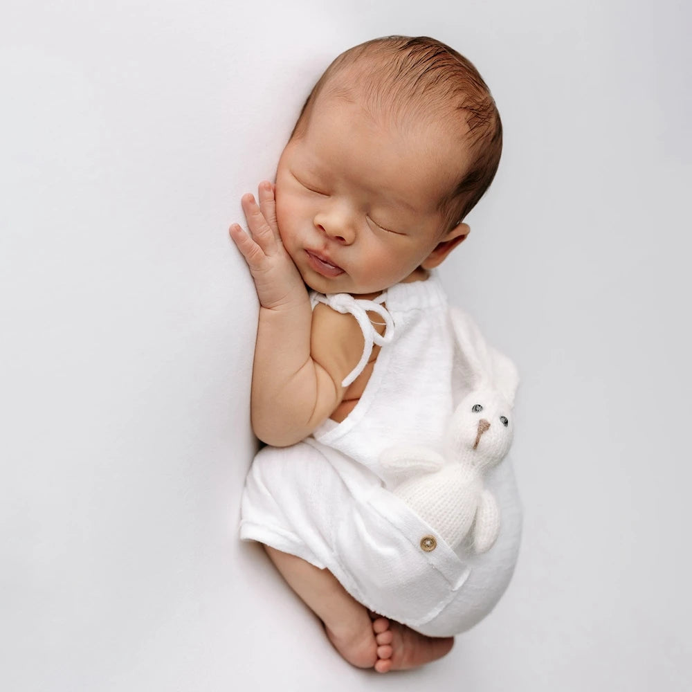 Dreamy White Muslin Romper Adorable Pocket Baby Cute Costume