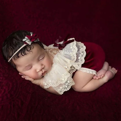Newborn Baby Romper Set Velvet Christmas Studio Holiday