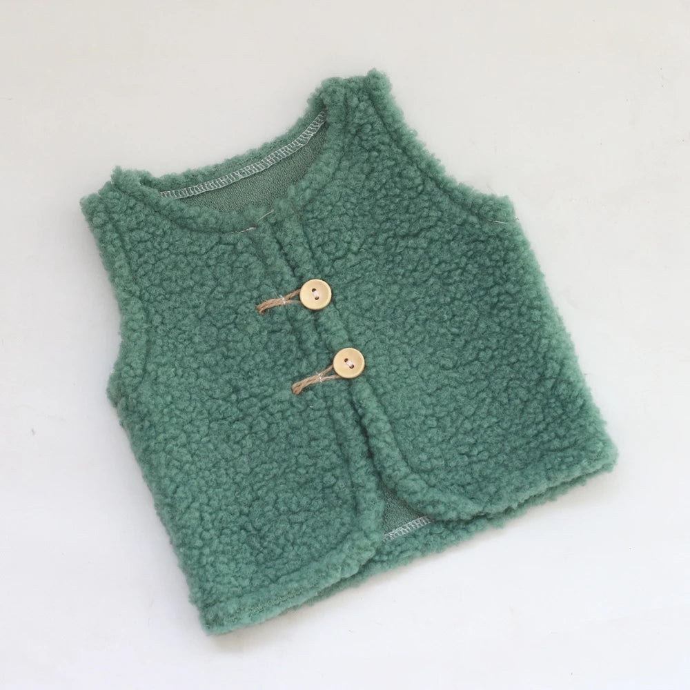 Plush Fleece Vest Newborn Baby Photo 100 Days Soft Knit Sleeveless Newborn Set