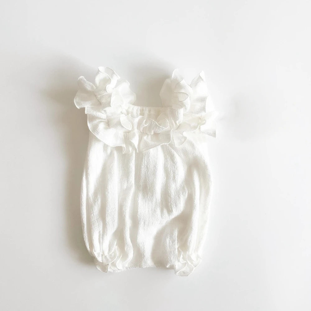 Newborn Set White Ruffle Romper Headband Baby