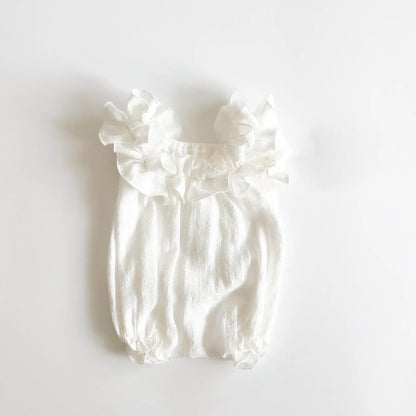 Newborn Set White Ruffle Romper Headband Baby