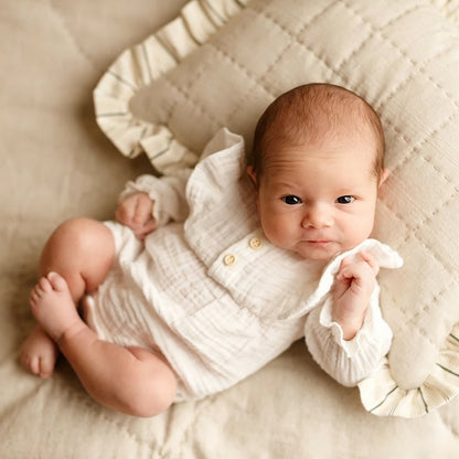Baby Girl Double Layer Lace Romper Vintage Muslin Cotton