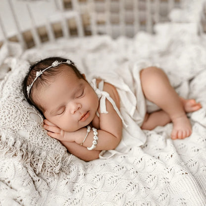 Baby Costume White Romper Newborn Girl Studio Soft Cotton Fabric