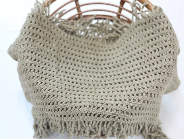 Newborn Wrap Soft Knitted Fringe Blanket Neonate Photo Flokati Posing Shoot Studio Accessory
