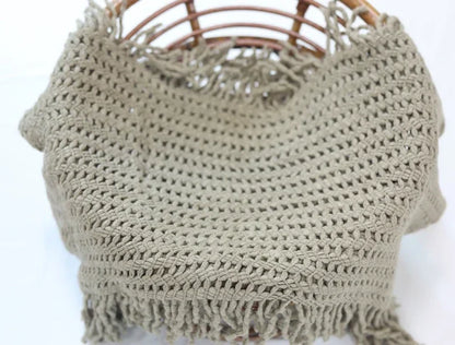 Newborn Wrap Soft Knitted Fringe Blanket Neonate Photo Flokati Posing Shoot Studio Accessory