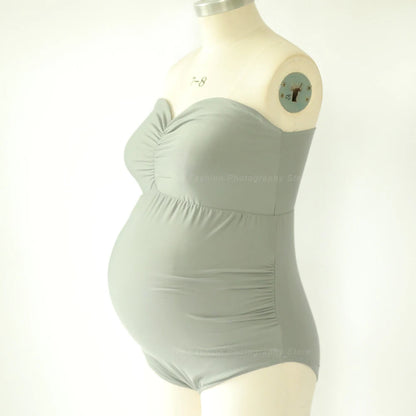 Maternity Strapless Stretchy Bodysuit Jumpsuit